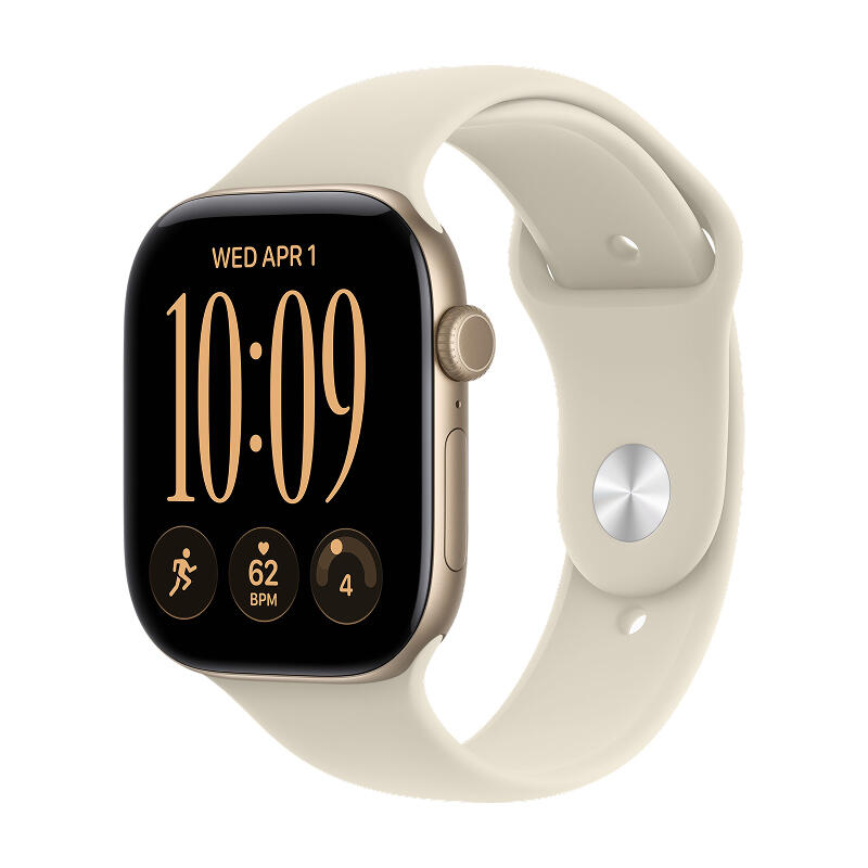 Apple Watch Series 12 46mm Light Gold Aluminum Case with Sand Sport Band S/M