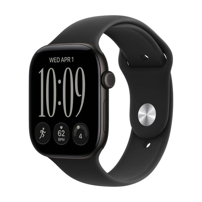 Apple Watch Series 12 46mm Black Aluminum Case with Black Sport Band S/M