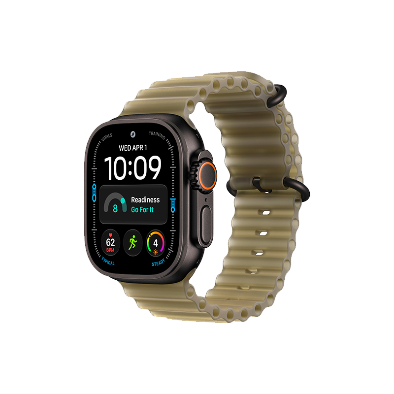 Apple Watch Ultra 4 49mm Black Titanium Case with Translucent Kelp Ocean Band