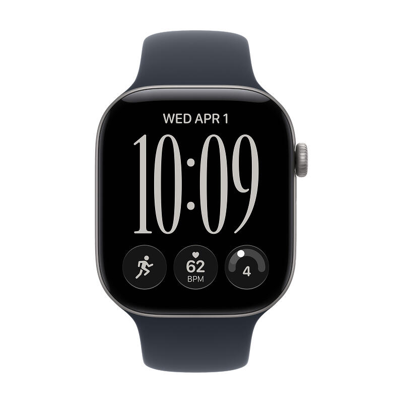 Apple Watch Series 12 46mm Space Gray Aluminum Case with Navy Blue Sport Band M/L