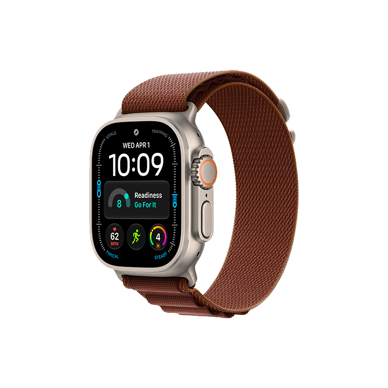 Apple Watch Ultra 4 49mm Natural Titanium Case with Burgundy Alpine Loop S