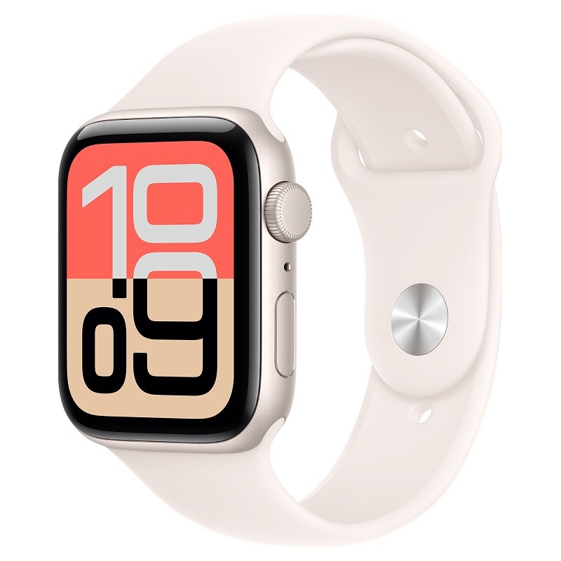 Apple Watch SE 3 2025 44mm Starlight Aluminum Case Starlight Sport Band S/M