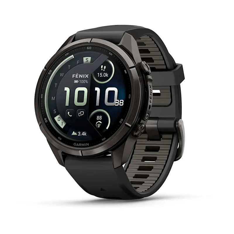 Умные часы Garmin Fenix 9 Pro 43mm, inReach, Carbon Gray DLC Titanium with Black/Pebble Gray Silicon