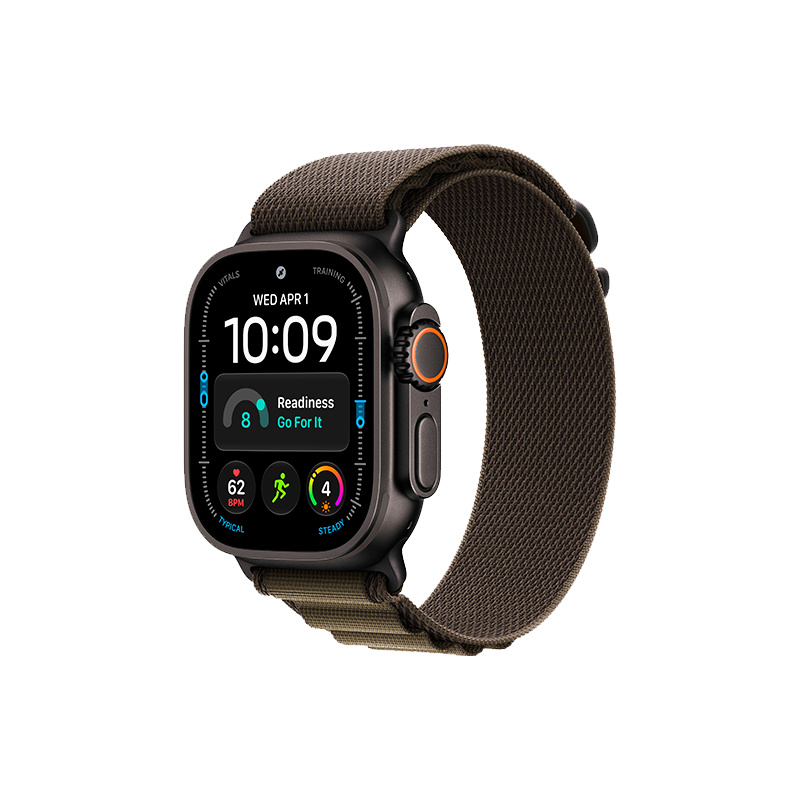 Apple Watch Ultra 4 49mm Black Titanium Case with Dark Olive Alpine Loop L