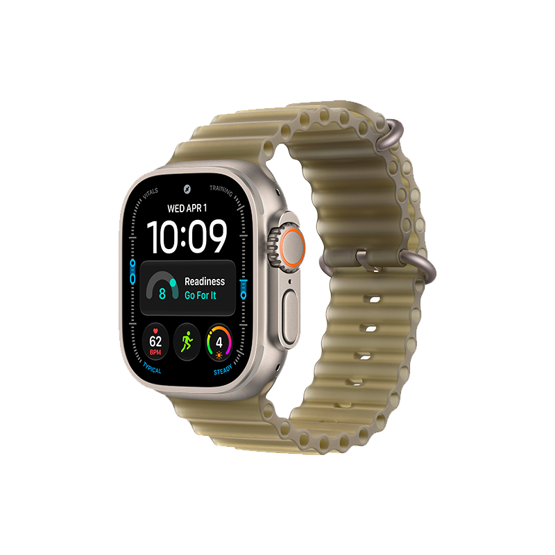 Apple Watch Ultra 4 49mm Natural Titanium Case with Translucent Kelp Ocean Band