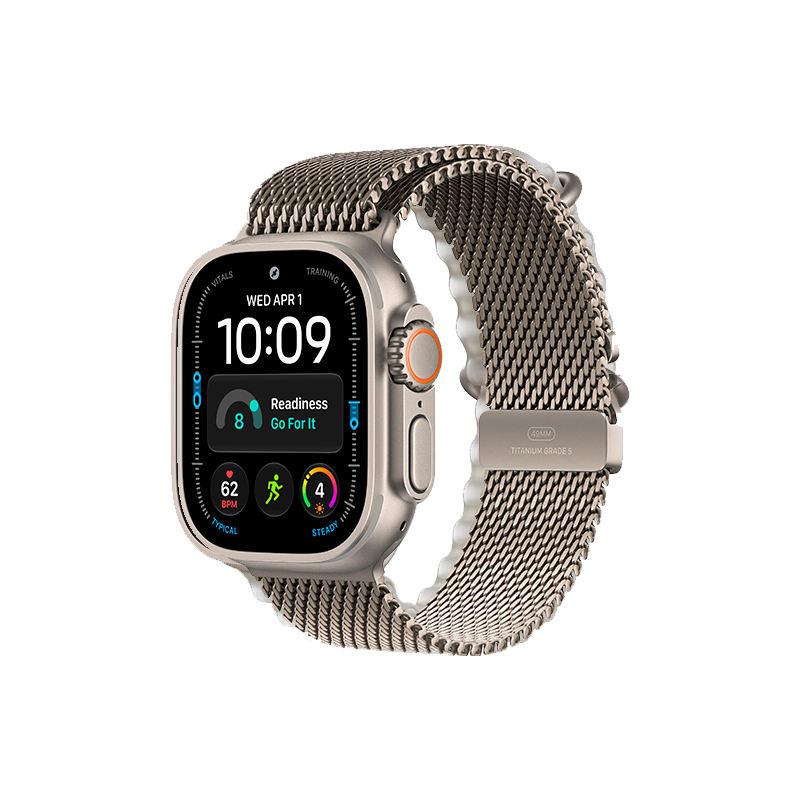 Apple Watch Ultra 4 49mm Natural Titanium Case with Natural Titanium Milanese Loop L