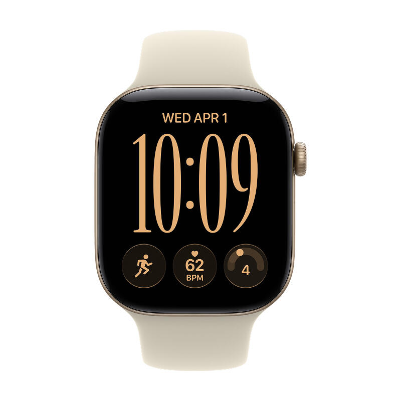 Apple Watch Series 12 46mm Light Gold Aluminum Case with Sand Sport Band S/M