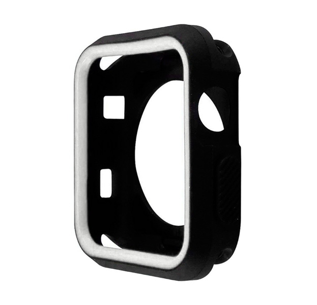 Чехол для Apple Watch 38mm силиконовый, черно-белый