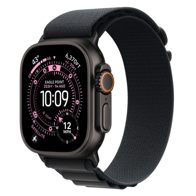 Apple Watch Ultra 3 49mm Black Titanium Case with Black Alpine Loop S