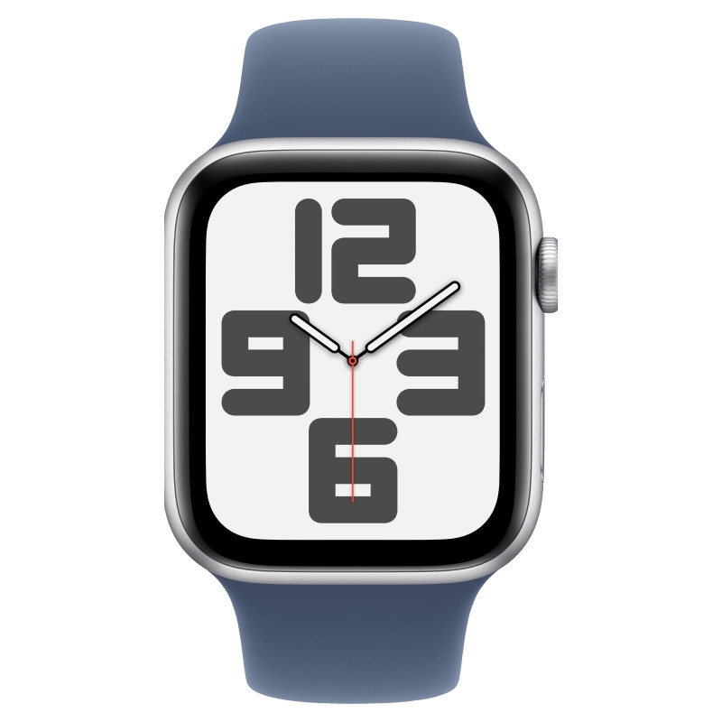 Apple Watch SE 2024 44mm Silver Aluminum Case Denim Sport Band M/L