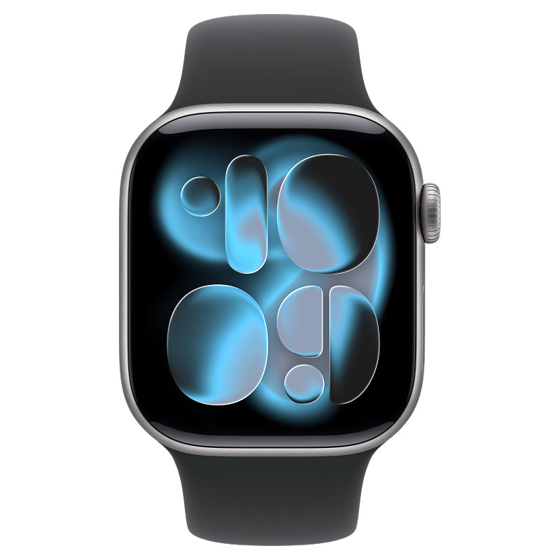 Apple Watch Series 11 42mm Space Gray Aluminum Case Black Sport Band M/L