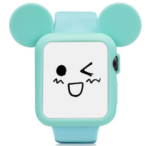 Чехол для Apple Watch 38/40mm Mickey Mouse силиконовый, бирюзовый