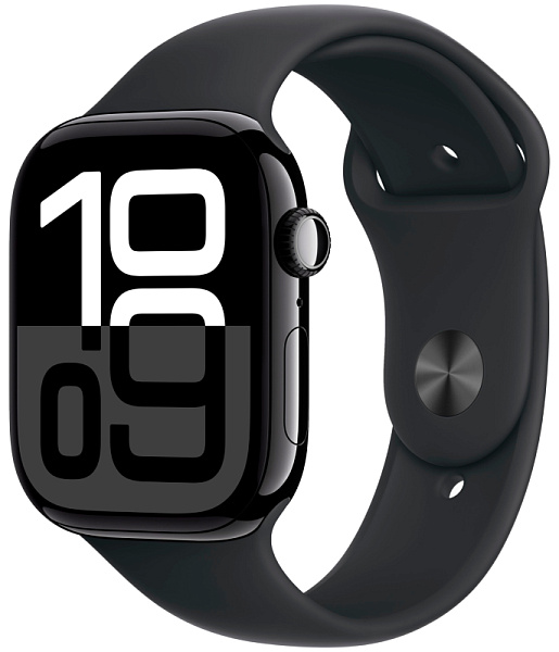 Apple Watch Series 10 42mm Jet Black Aluminum Case Black Sport Band S/M