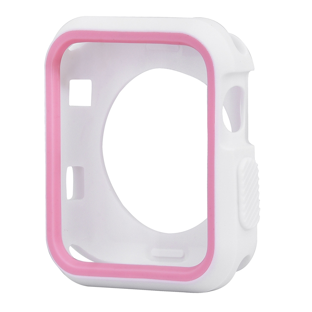 Чехол для Apple Watch 38mm силиконовый, бело-розовый