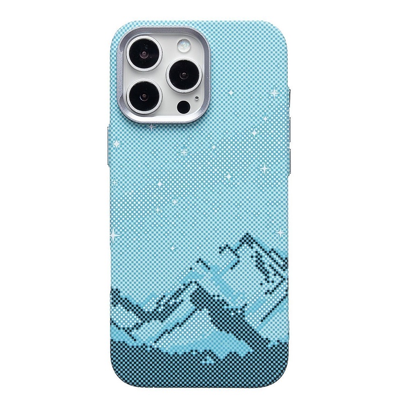 Чехол для iPhone 16 Pro Max MosBros Carbon with MagSafe, голубой