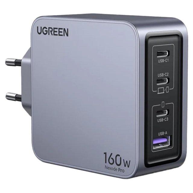Сетевое зарядное устройство Ugreen GaN Nexode Pro 160W X763 3хUSB-C / 1хUSB-A, серебро