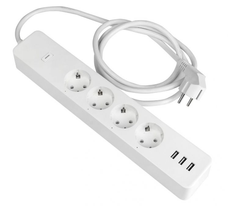 Умный удлинитель EKF Connect Wi-Fi c USB, белый