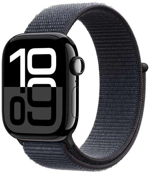 Apple Watch Series 10 46mm Jet Black Aluminum Case Ink Sport Loop