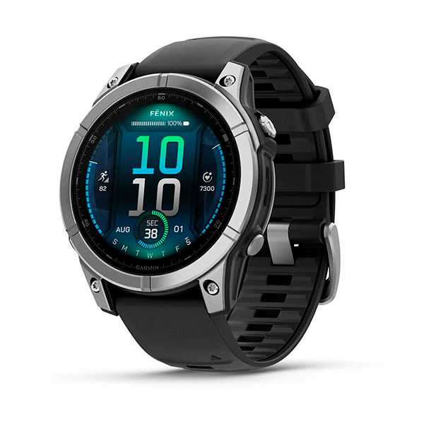 Умные часы Garmin Fenix E 47 мм AMOLED, серый безель, черный силиконовый ремешок