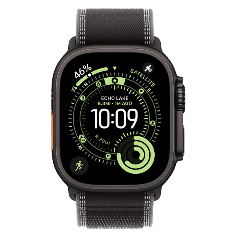 Apple Watch Ultra 3 49mm Black Titanium Case with Black Trail Loop S/M