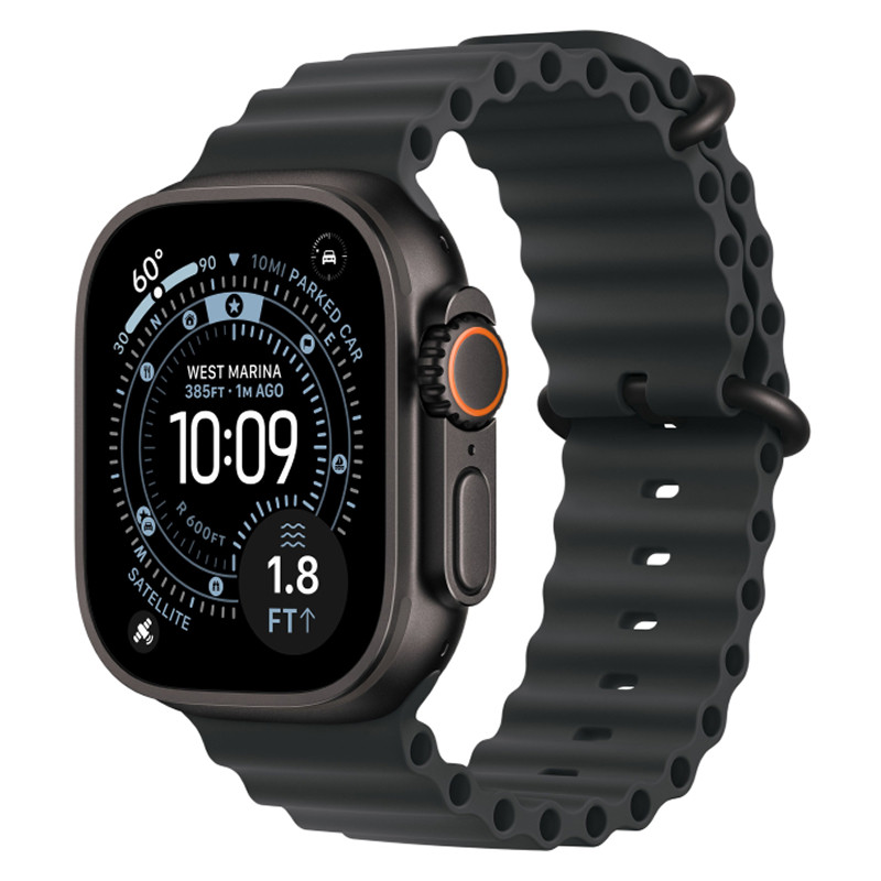 Apple Watch Ultra 3 49mm Black Titanium Case with Black Ocean Band