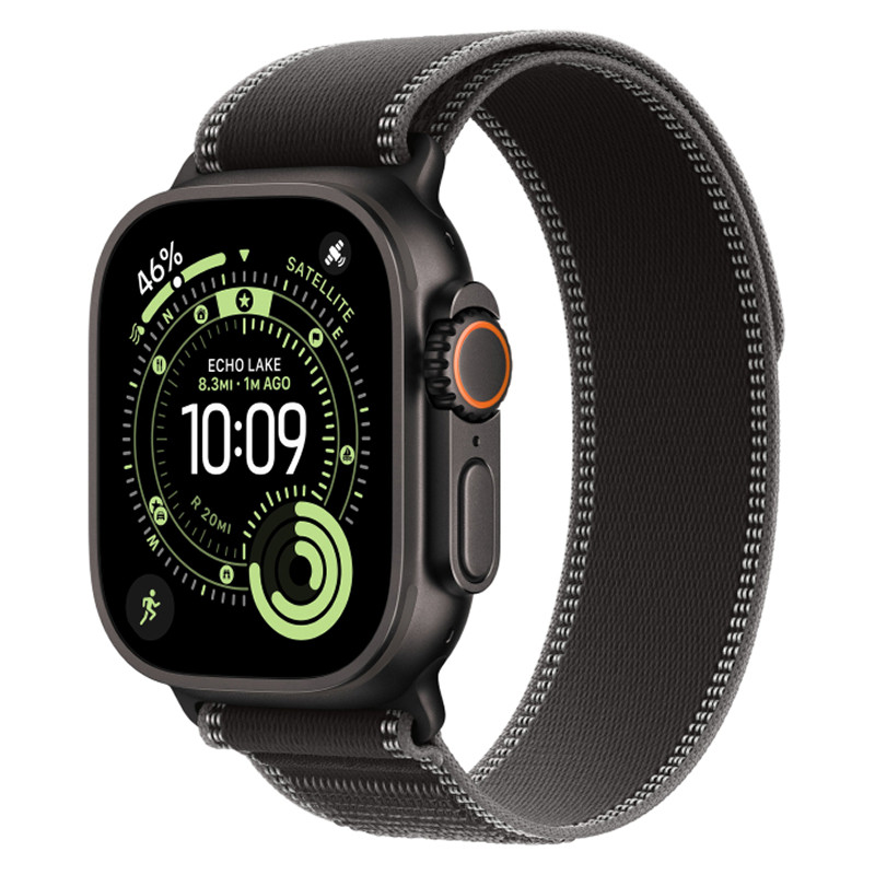 Apple Watch Ultra 3 49mm Black Titanium Case with Black Trail Loop S/M