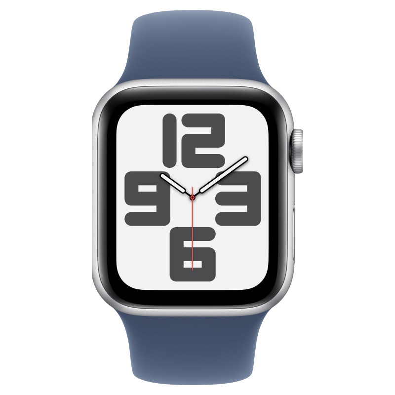 Apple Watch SE 2024 40mm Silver Aluminum Case Denim Sport Band S/M