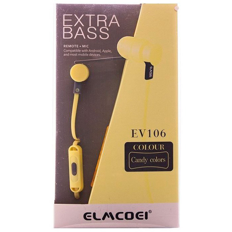 Проводные наушники Elmcoe EV-106, yellow