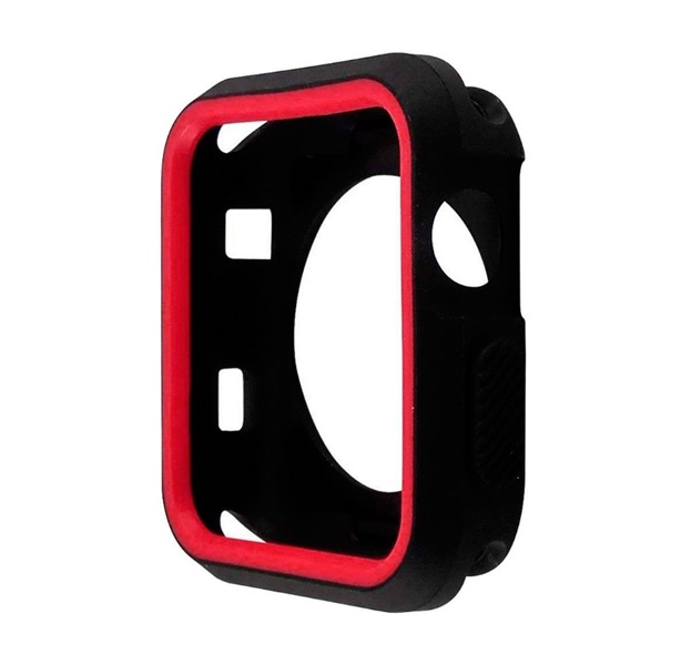 Чехол для Apple Watch 38mm силиконовый, черно-красный