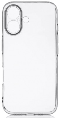 Чехол для iPhone 16 Plus силиконовый + камера, прозрачный