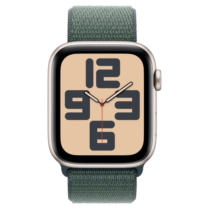 Apple Watch SE 2024 44mm Starlight Aluminum Case Lake Green Sport Loop