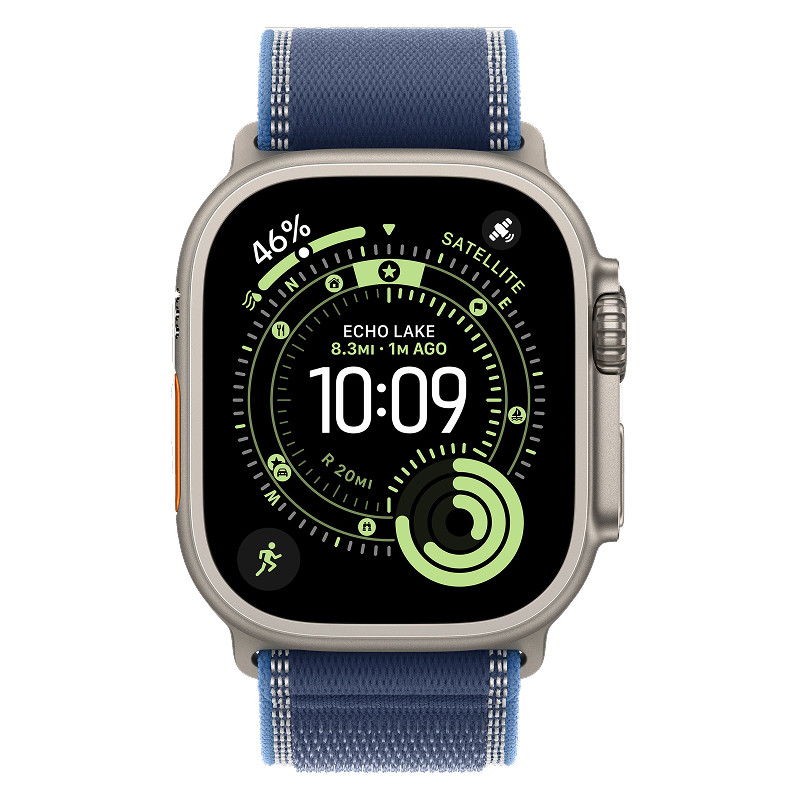 Apple Watch Ultra 3 49mm Natural Titanium Case with Blue Trail Loop S/M