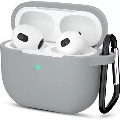 Чехол для AirPods 3 силиконовый с карабином, серый