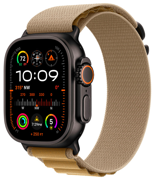 Apple Watch Ultra 2 GPS+Cellular 49mm Black Titanium Case Tan Alpine Loop S