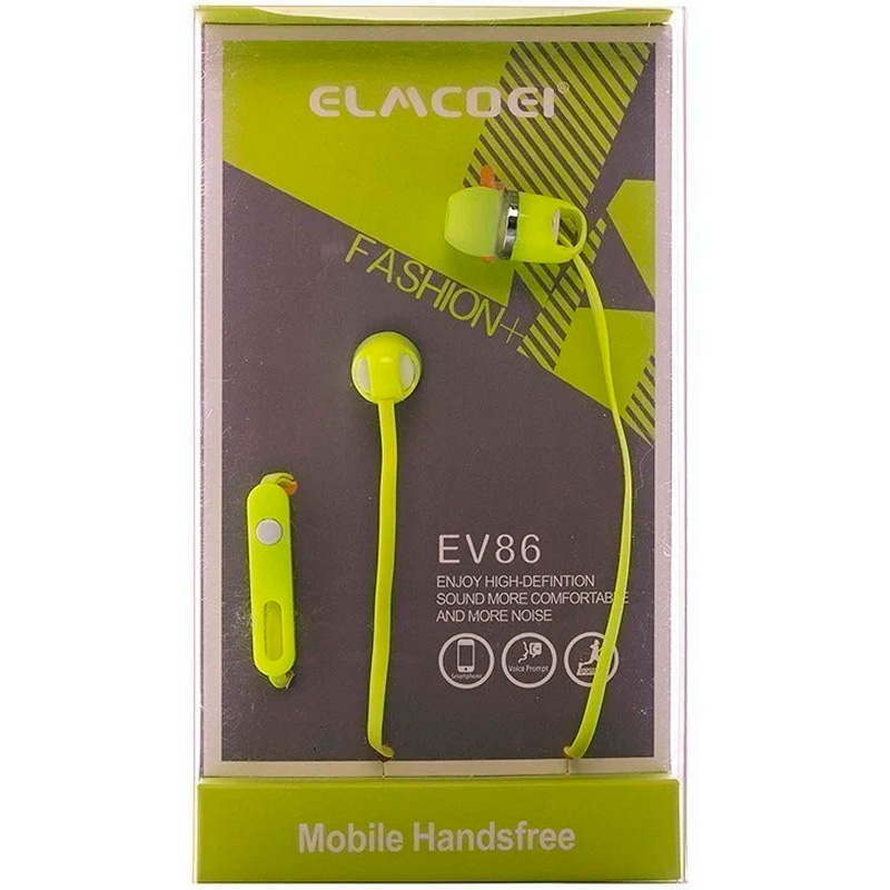 Проводные наушники Elmcoe EV-86, green