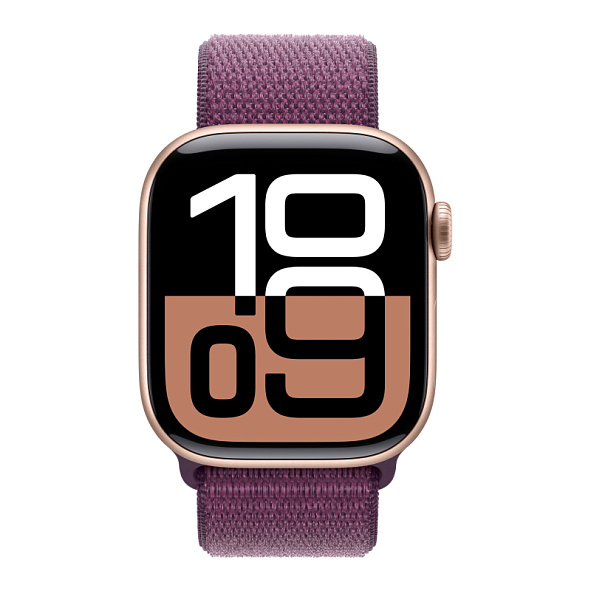 Apple Watch Series 10 46mm Rose Gold Aluminum Case Plum Sport Loop