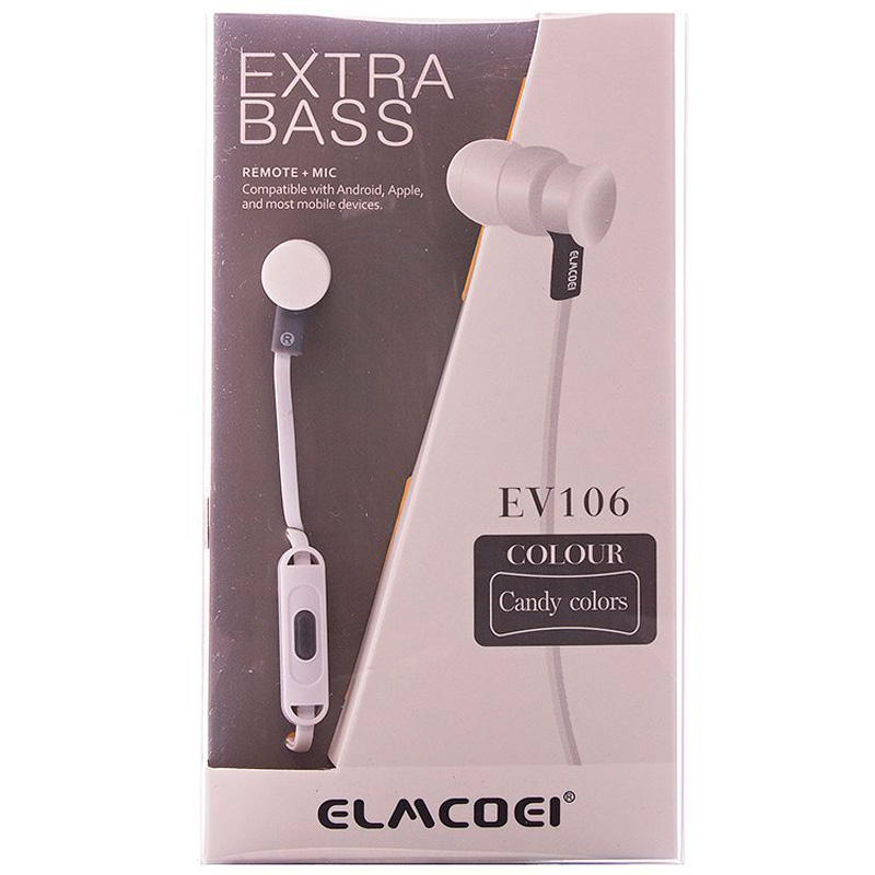 Проводные наушники Elmcoe EV-106, white