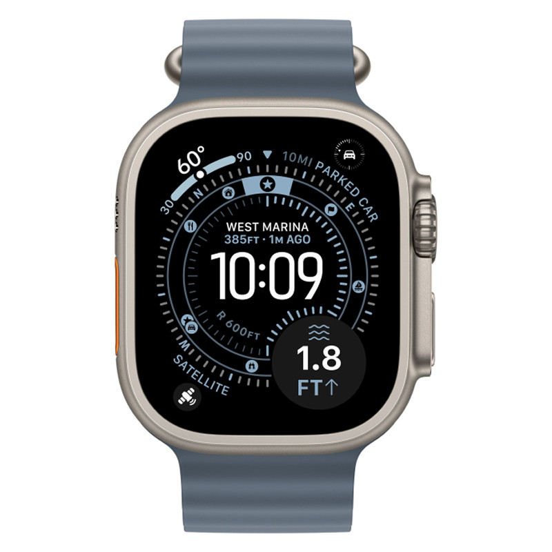 Apple Watch Ultra 3 49mm Natural Titanium Case with Anchor Blue Ocean Band