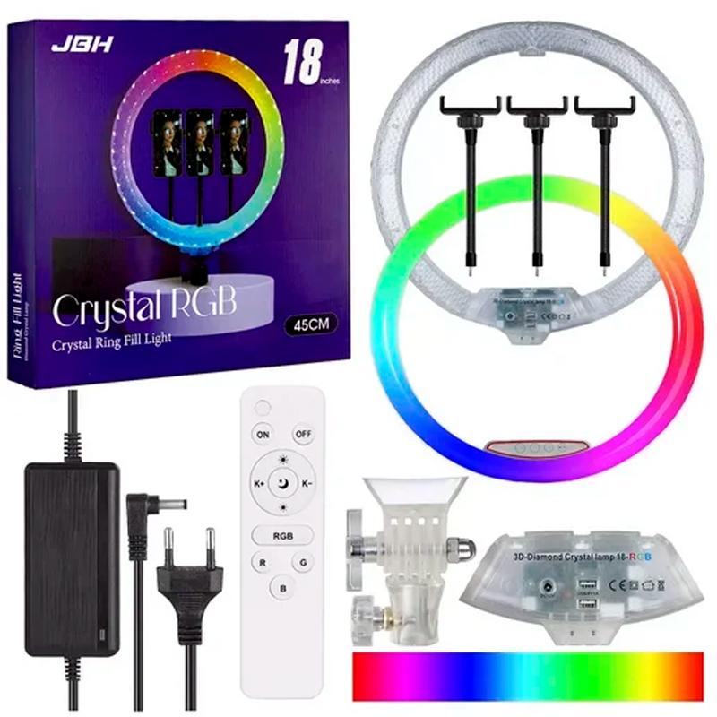 Кольцевая лампа RGB LED Crystal Ring Light 18" (45см/глянцевая)