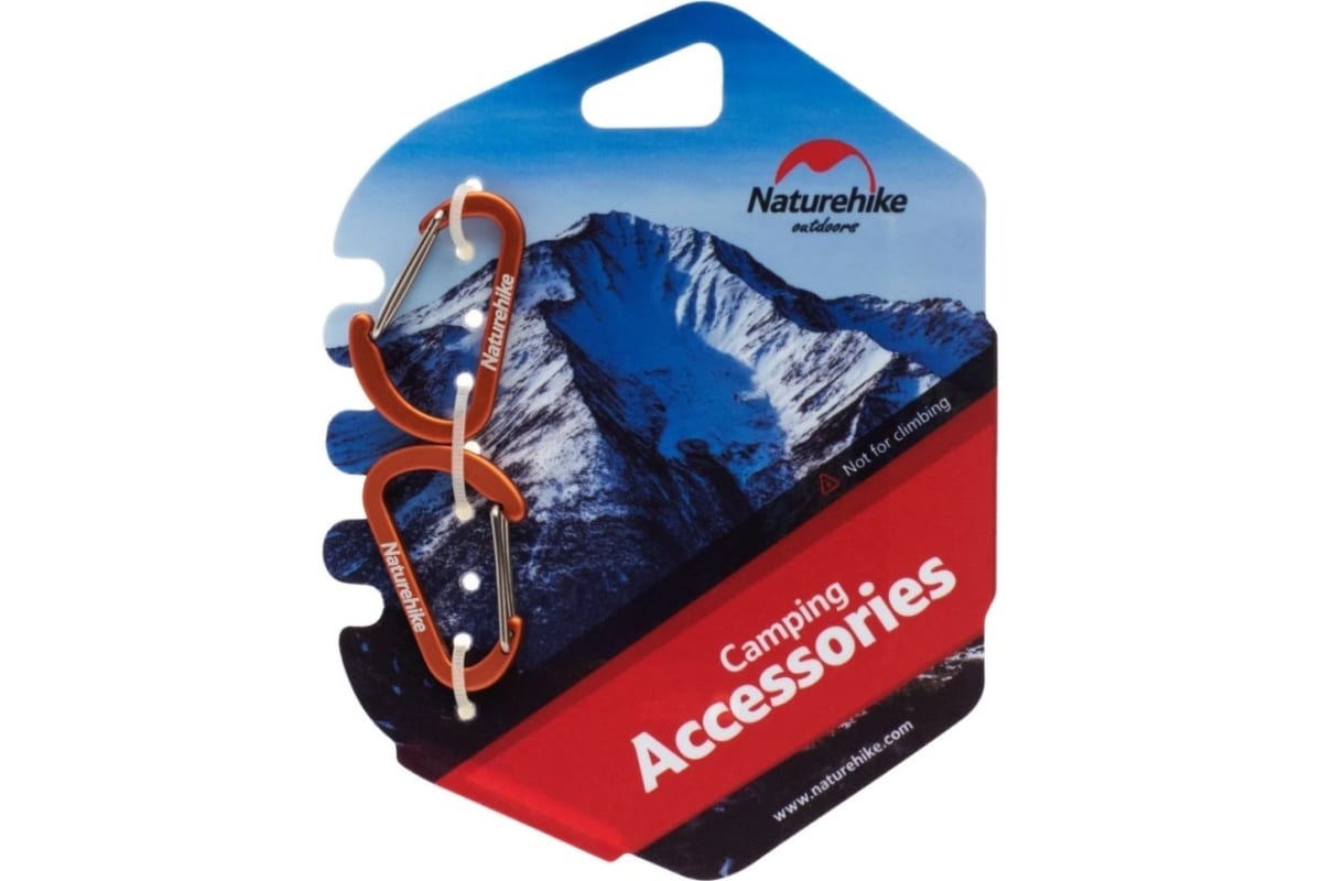 Карабин D-образный Naturehike NH15A004-H мини, 4 см, оранжевый