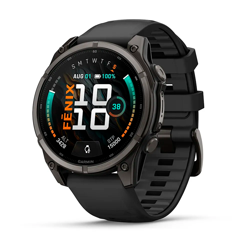 Умные часы Garmin Fenix 9 47mm, Carbon Gray DLC Titanium with Black Silicone Band
