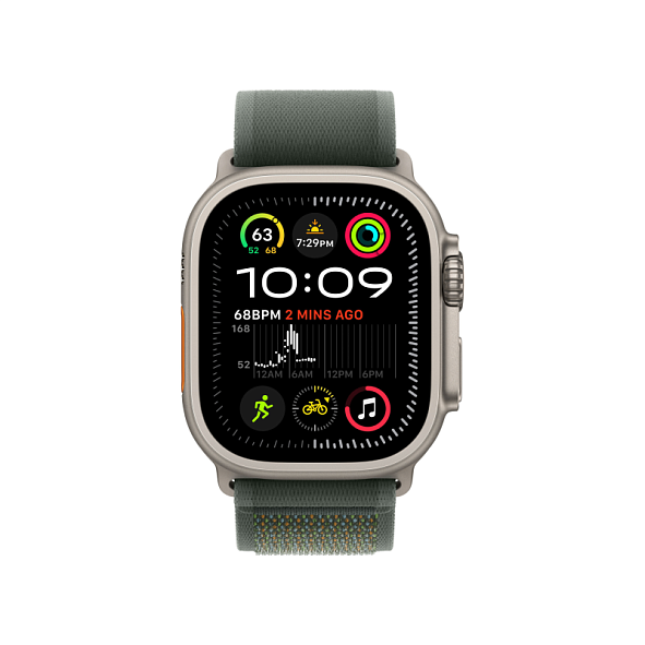 Apple Watch Ultra 2 GPS+Cellular 49mm Natural Titanium Case Green Trail Loop M/L