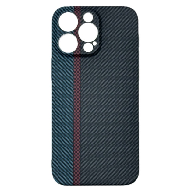 Чехол для iPhone 15 Pro Max Luxo Carbon High-Quality Case, черно-синий