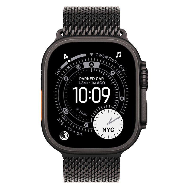 Apple Watch Ultra 3 49mm Black Titanium Case with Black Titanium Milanese Loop M
