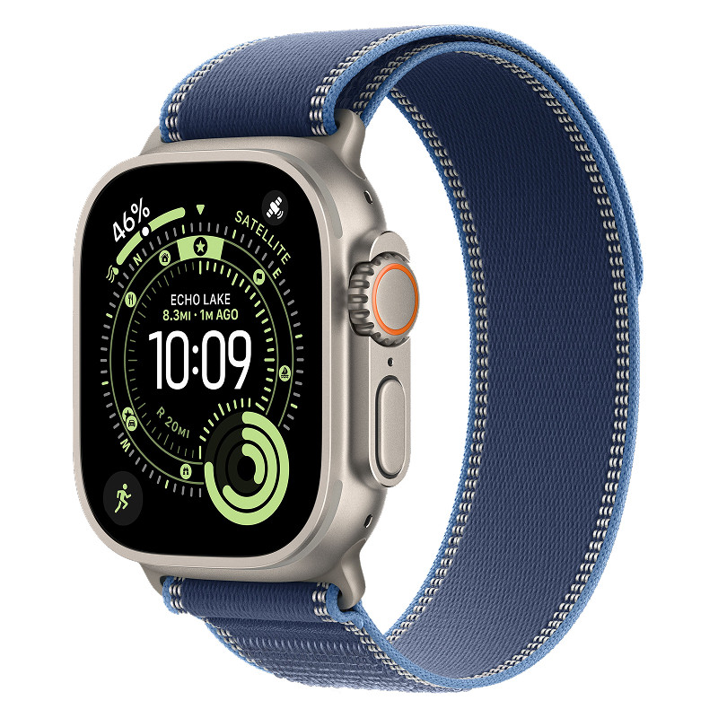 Apple Watch Ultra 3 49mm Natural Titanium Case with Blue Trail Loop M/L