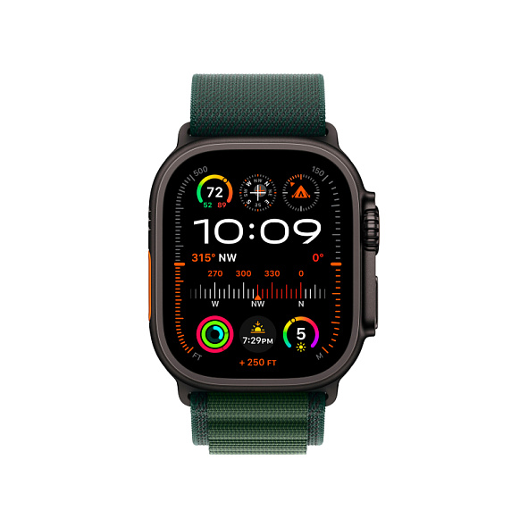 Apple Watch Ultra 2 GPS+Cellular 49mm Black Titanium Case Dark Green Alpine Loop S