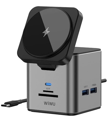 Беспроводное зарядное устройство HUB WIWU W025 Cube Hub 9 in 1 USB-C