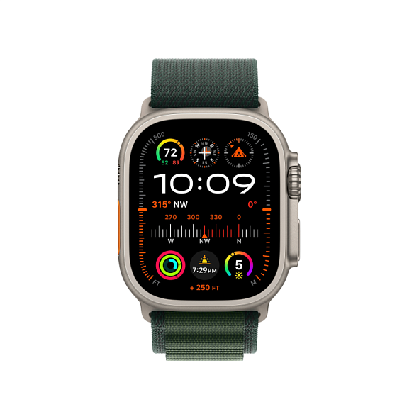 Apple Watch Ultra 2 GPS+Cellular 49mm Natural Titanium Case Dark Green Alpine Loop M