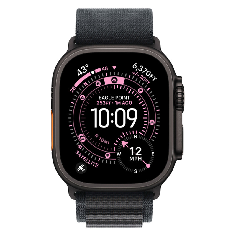 Apple Watch Ultra 3 49mm Black Titanium Case with Black Alpine Loop M