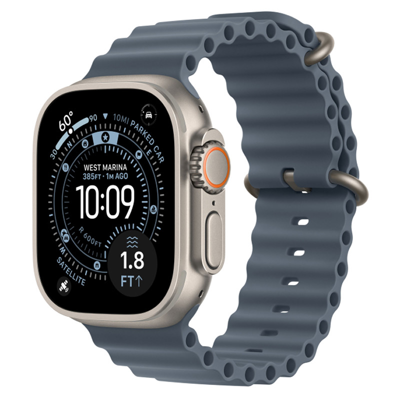 Apple Watch Ultra 3 49mm Natural Titanium Case with Anchor Blue Ocean Band